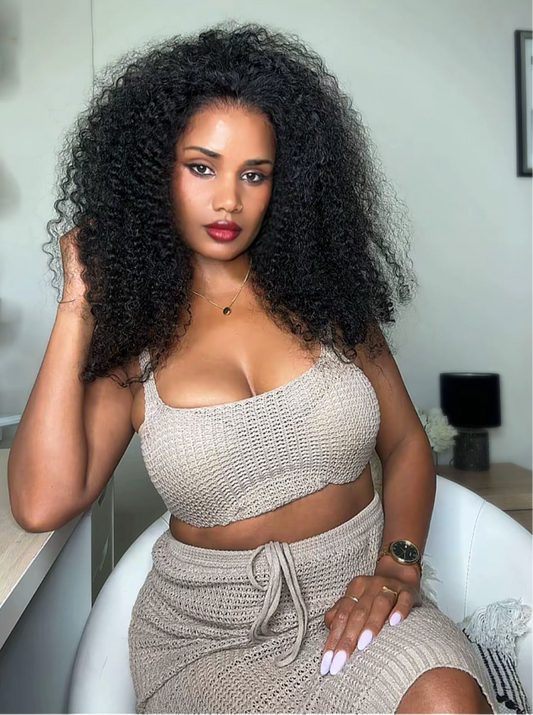 100% Raw Human hair/ Glue less 13x4 Burmese curly