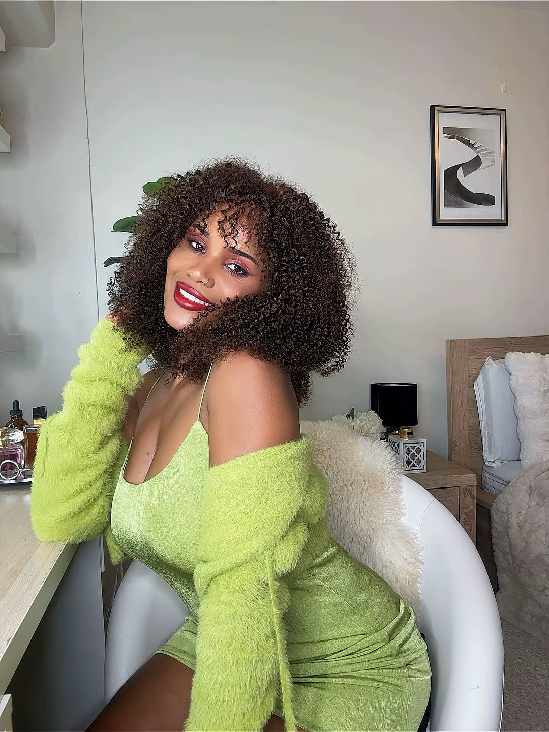 100% human hair Kinky curly 4x4 HD lace with bangs