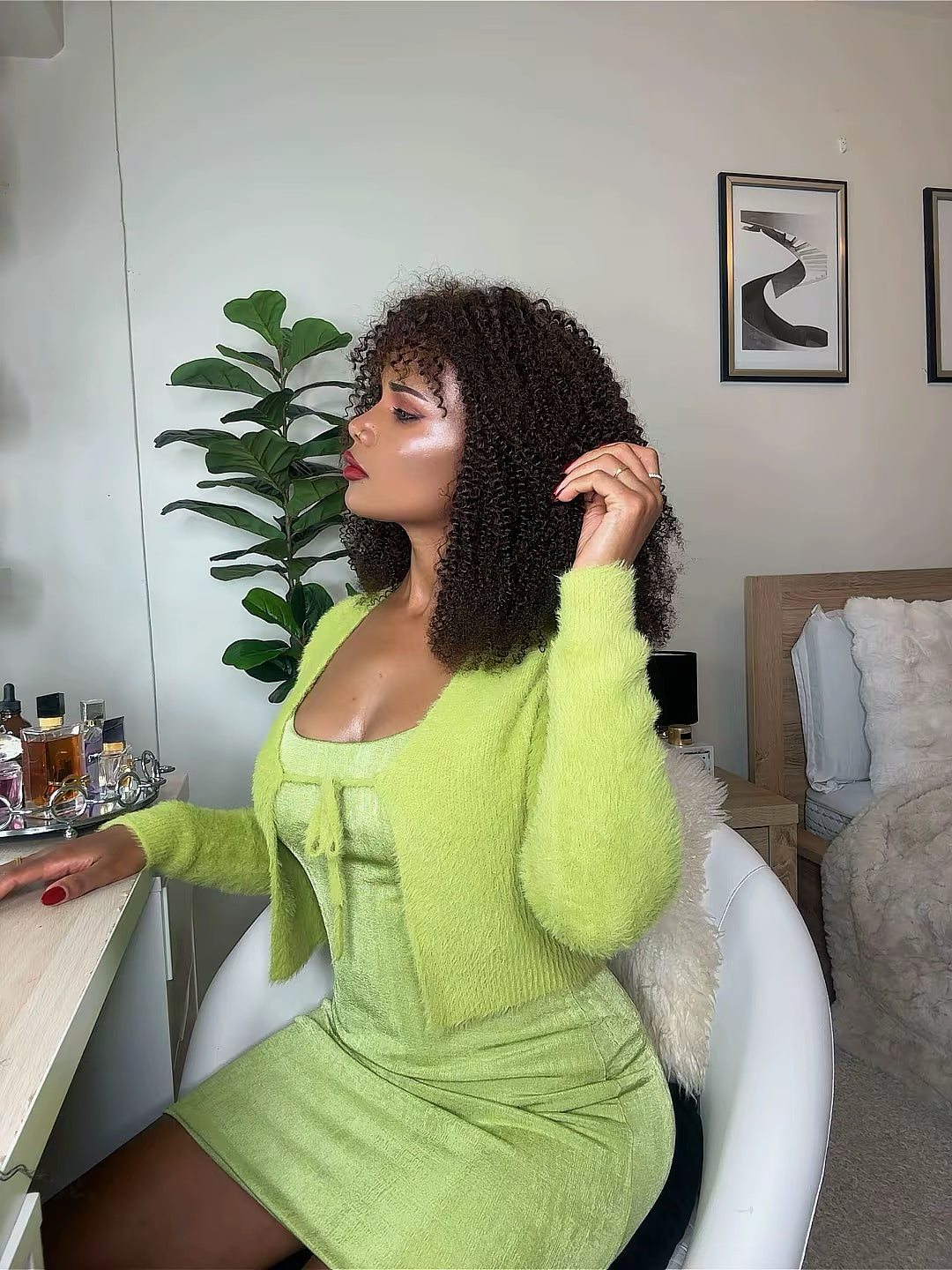 100% human hair Kinky curly 4x4 HD lace with bangs