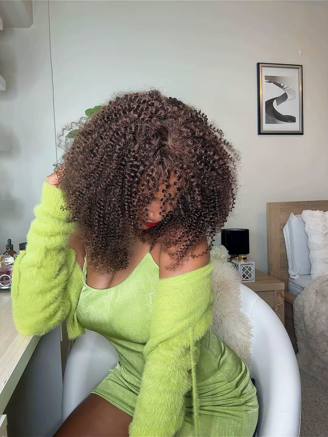 100% human hair Kinky curly 4x4 HD lace with bangs