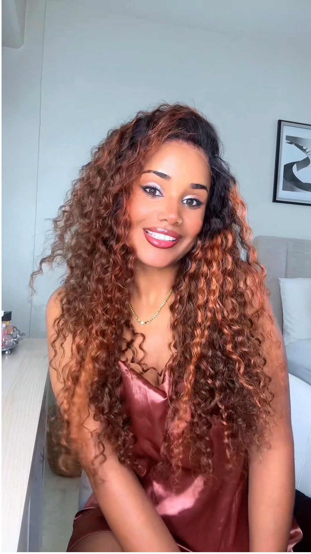 Brown/ Red Orange highlighted 100% human hair 5x5 HD lace