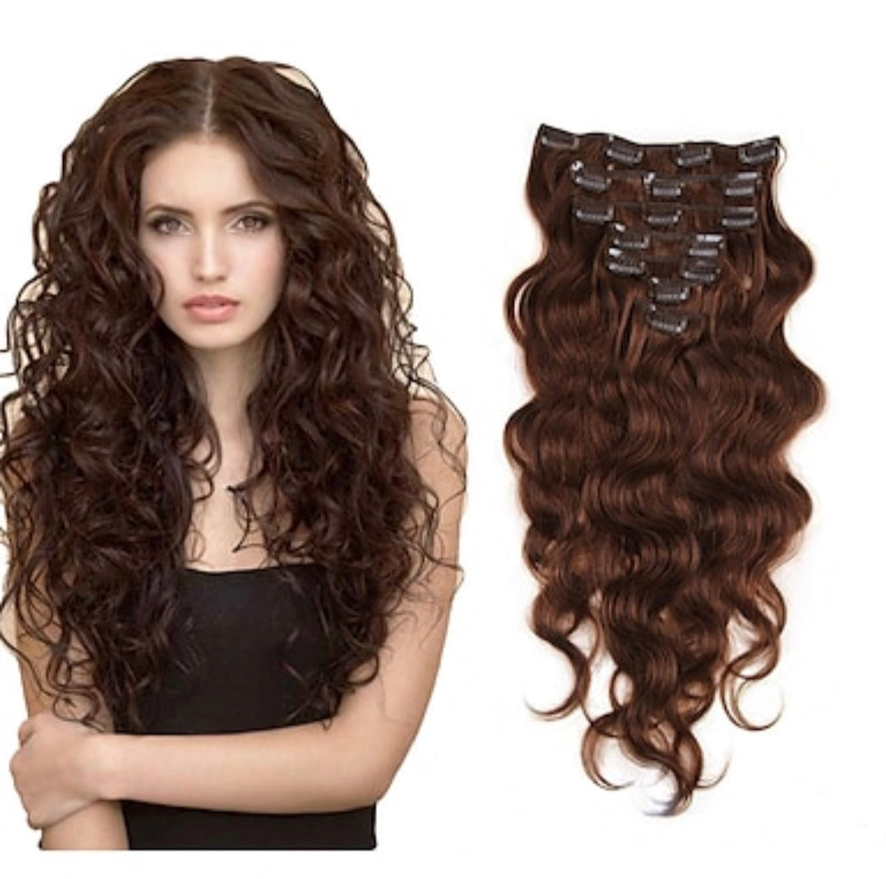100% human hair clips brown