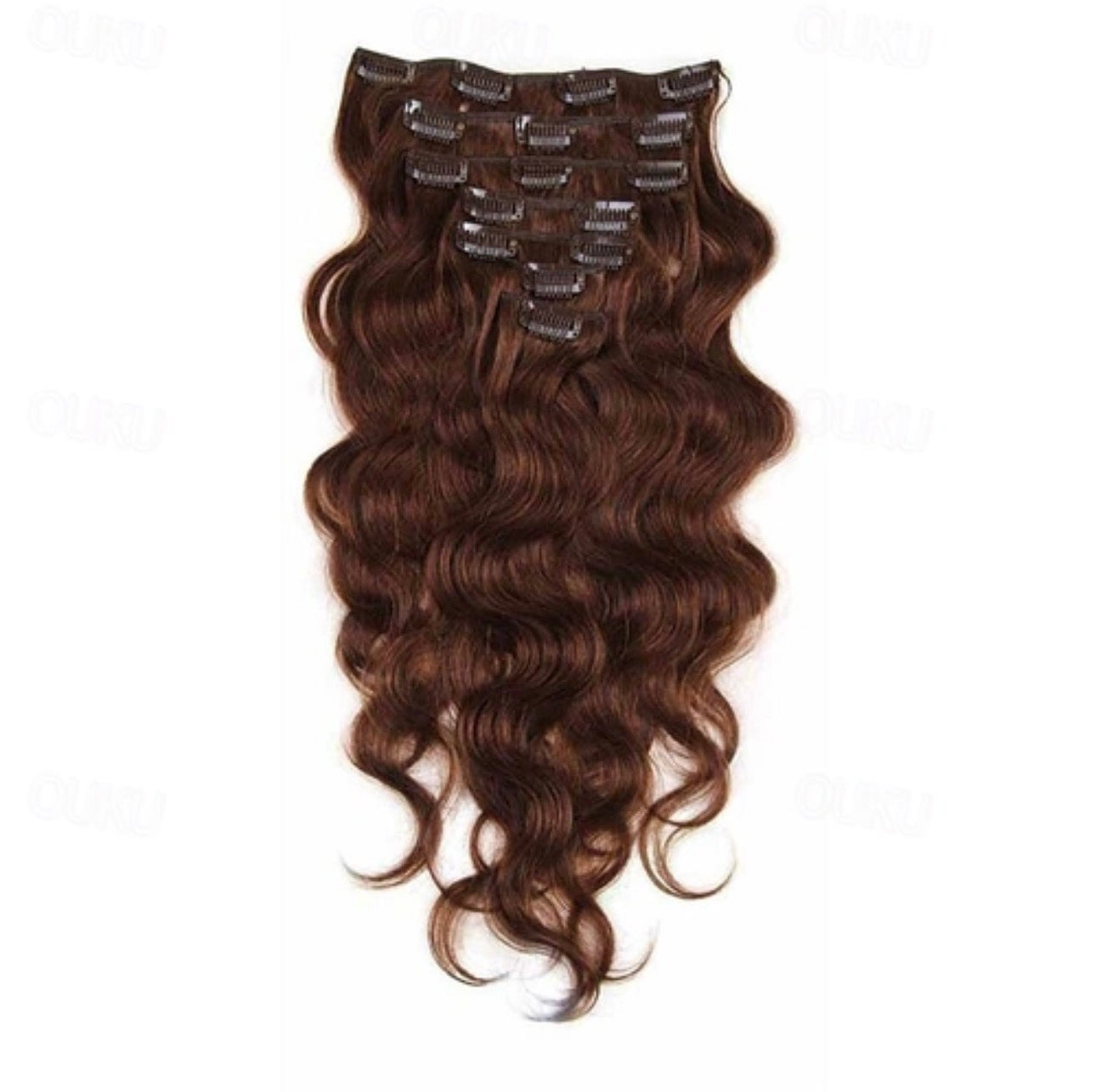 100% human hair clips brown