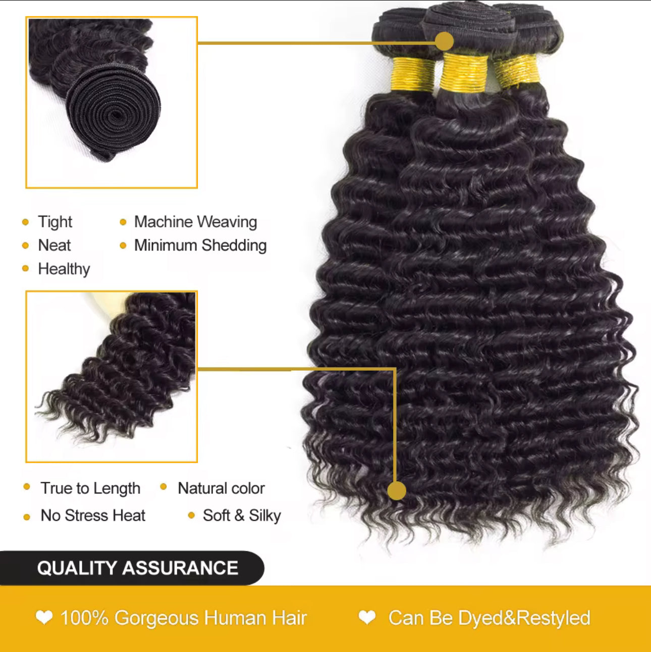 100% raw human hair bundle- deep wave price starts from a single bundle