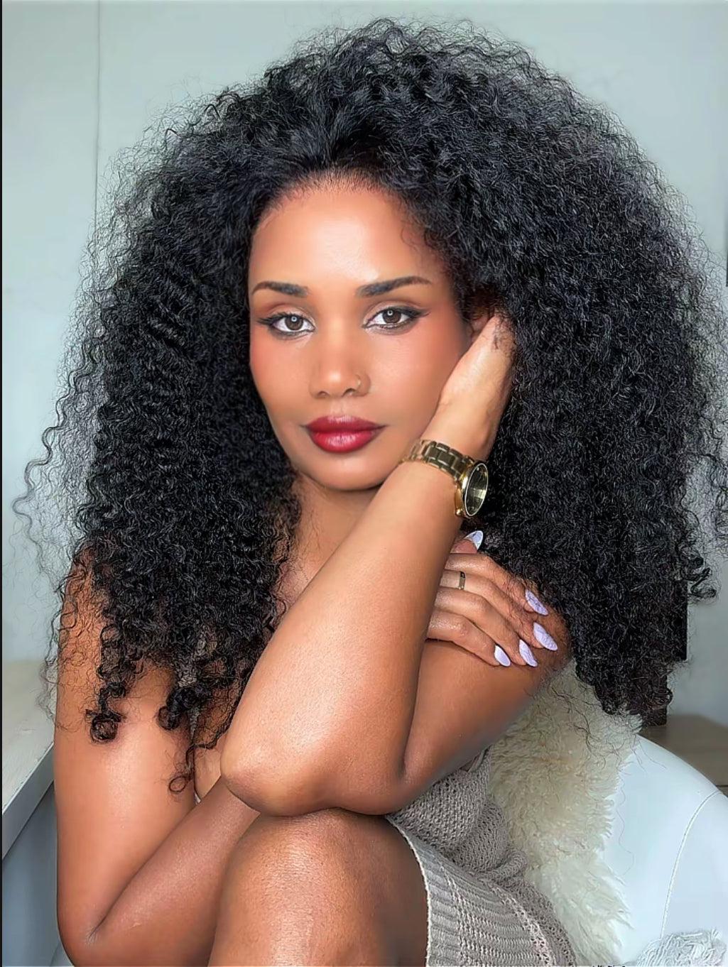 100% Raw Human hair/ Glue less 13x4 Burmese curly