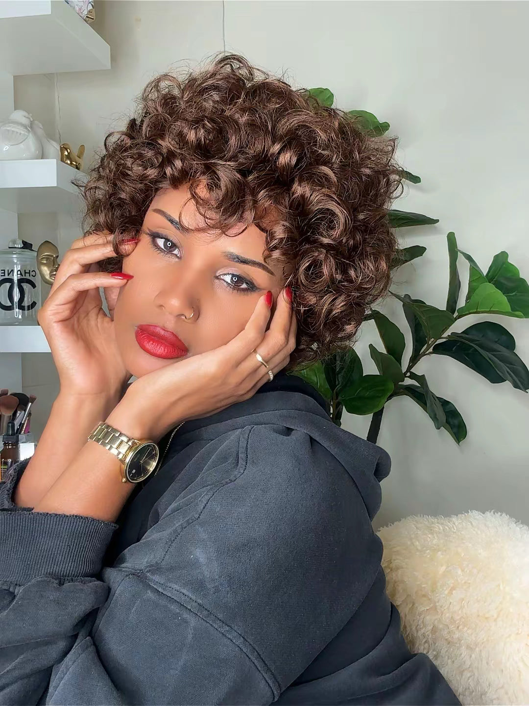 100% human hair short curly