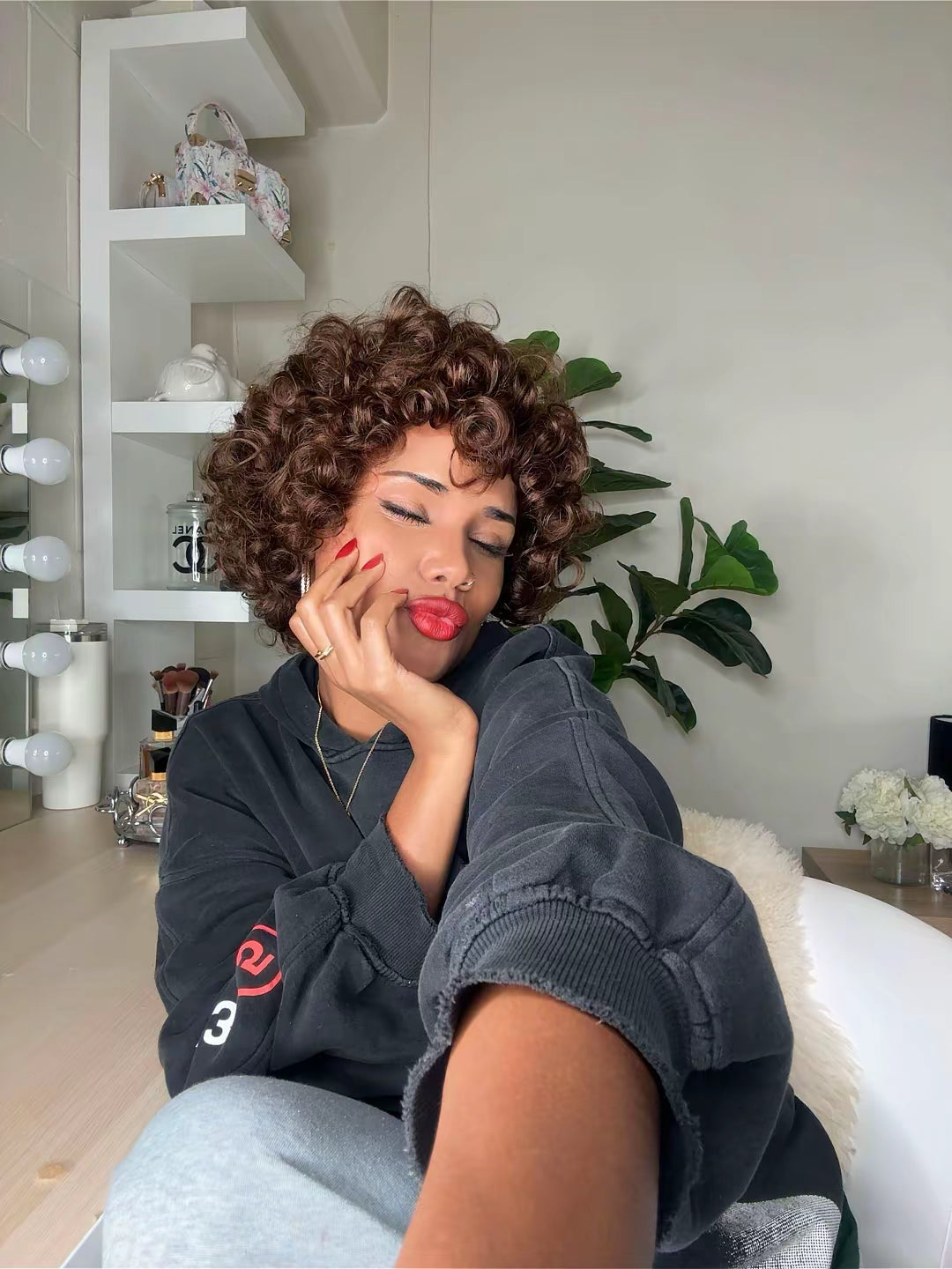 100% human hair short curly