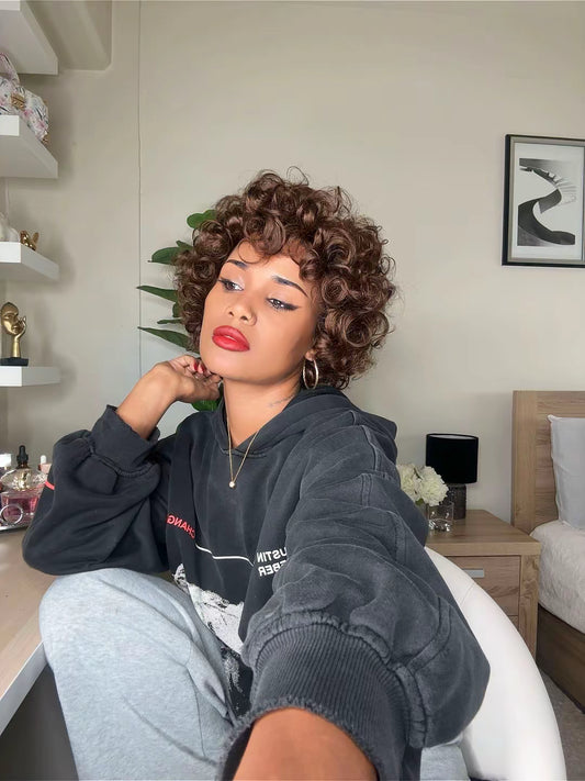 100% human hair short curly