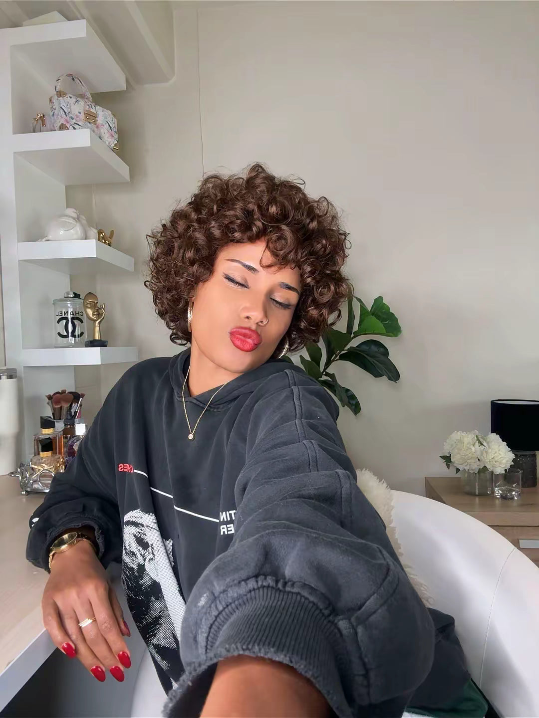 100% human hair short curly