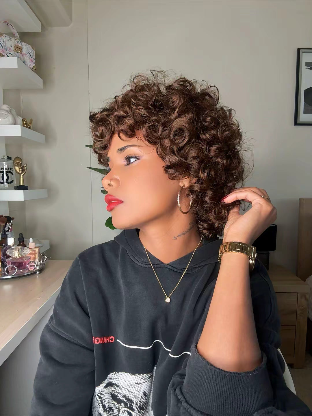 100% human hair short curly