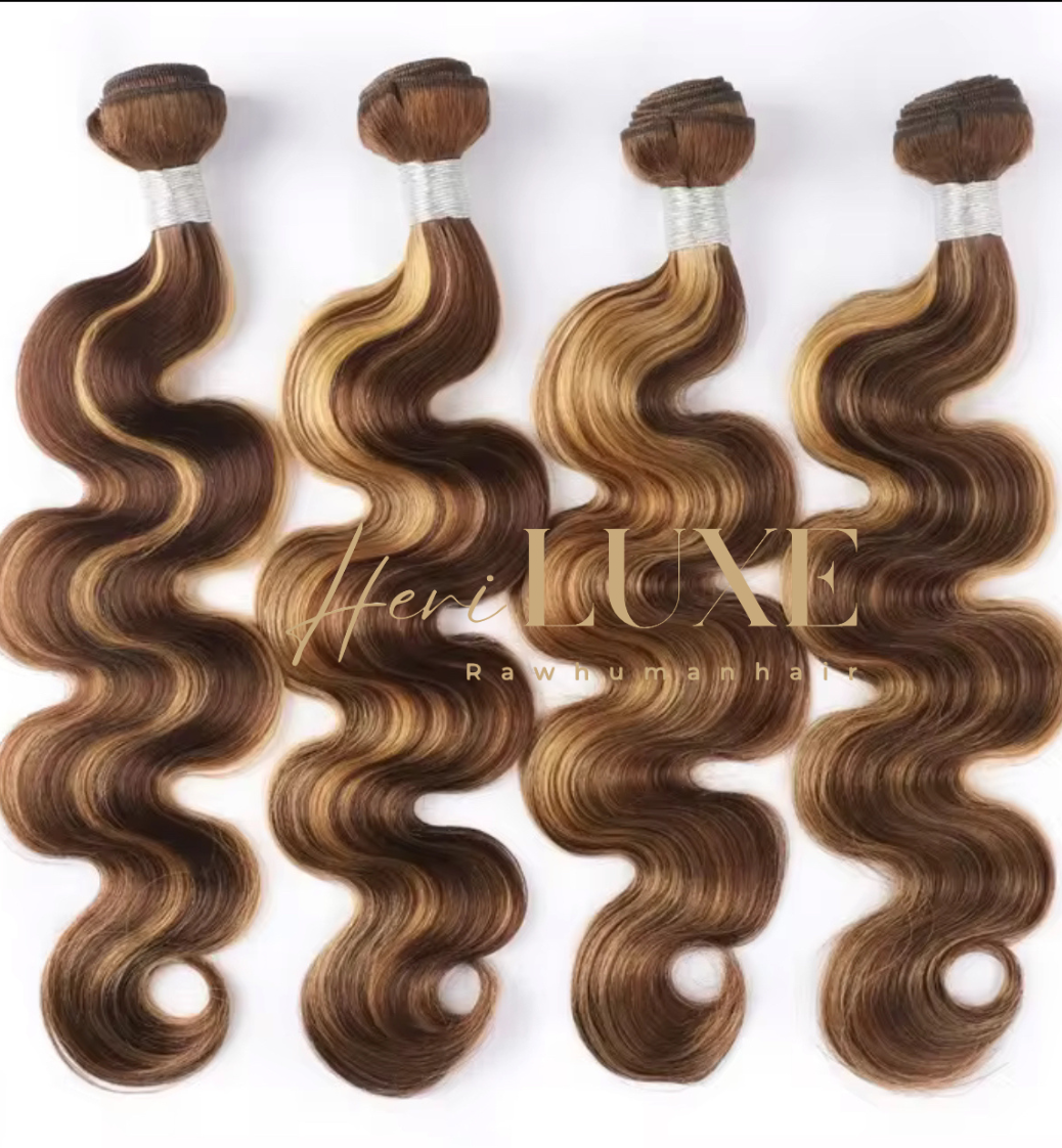 Brown Highlighted body wave bundles 100% human hair/ price is for one single bundle.