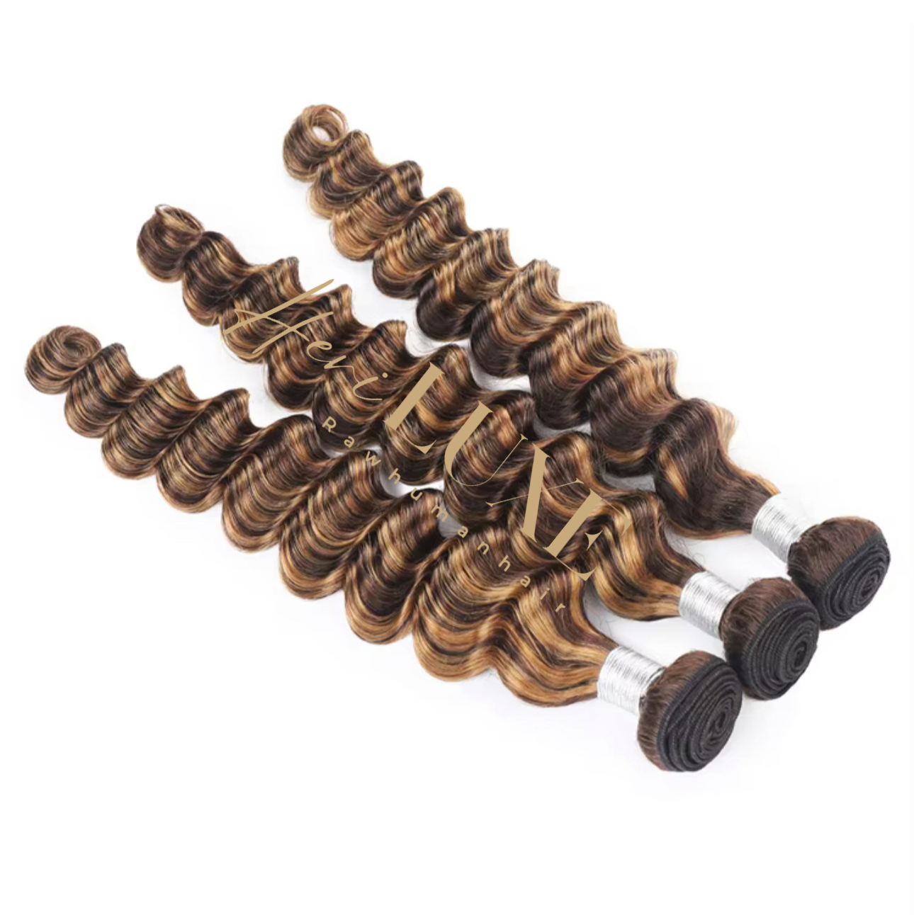 Brown Highlighted deep wave 100/% human hair/ price is for one single bundle