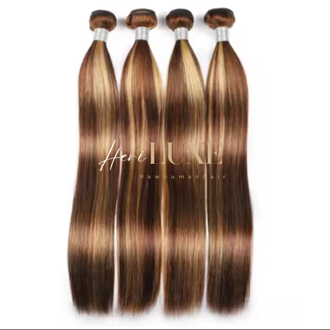 100% raw human hair Brown highlighted straight bundles/ price for one piece