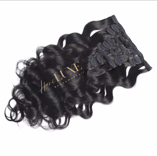 Body wave clips/100% human hair