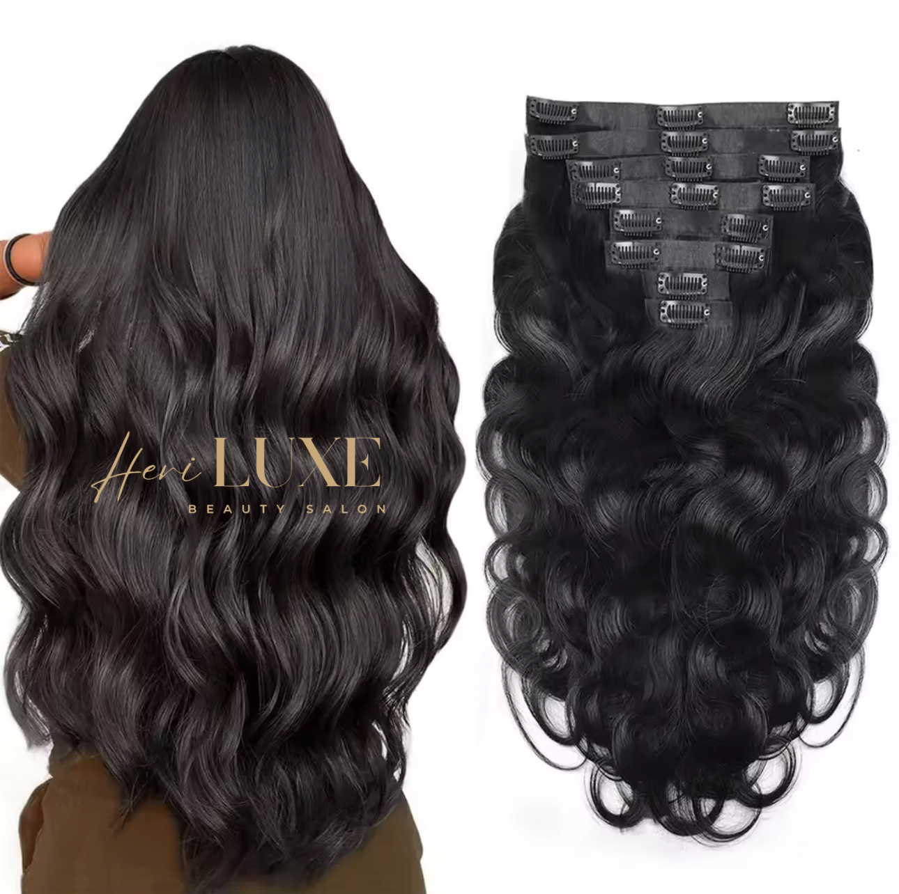 Body wave clips/100% human hair