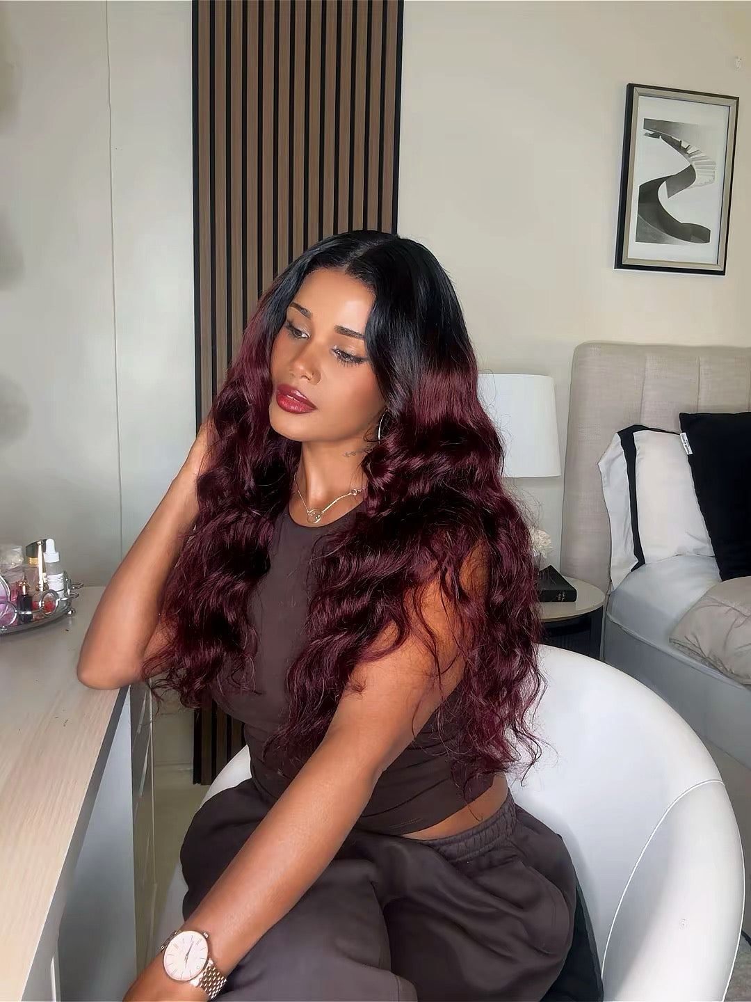 100% human hair Red cherry 5x5 HD lace
