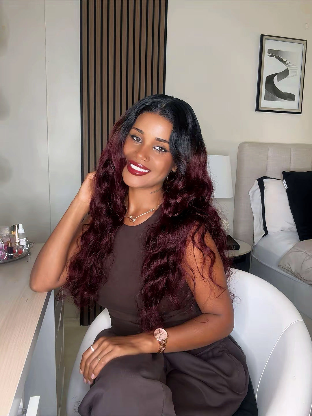 100% human hair Red cherry 5x5 HD lace