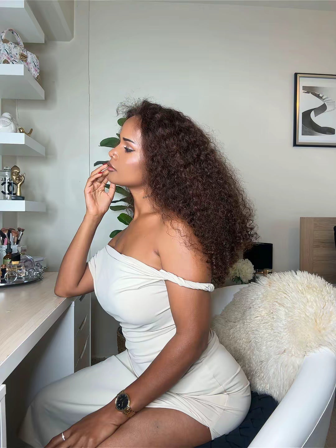 100% human hair Brown curls 13x4 HD lace glue less