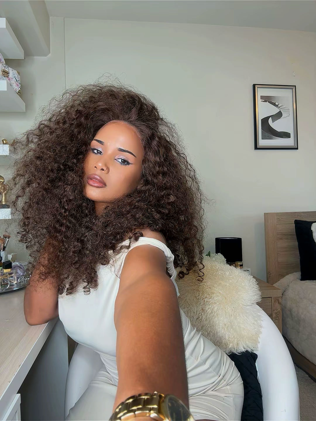 100% human hair Brown curls 13x4 HD lace glue less