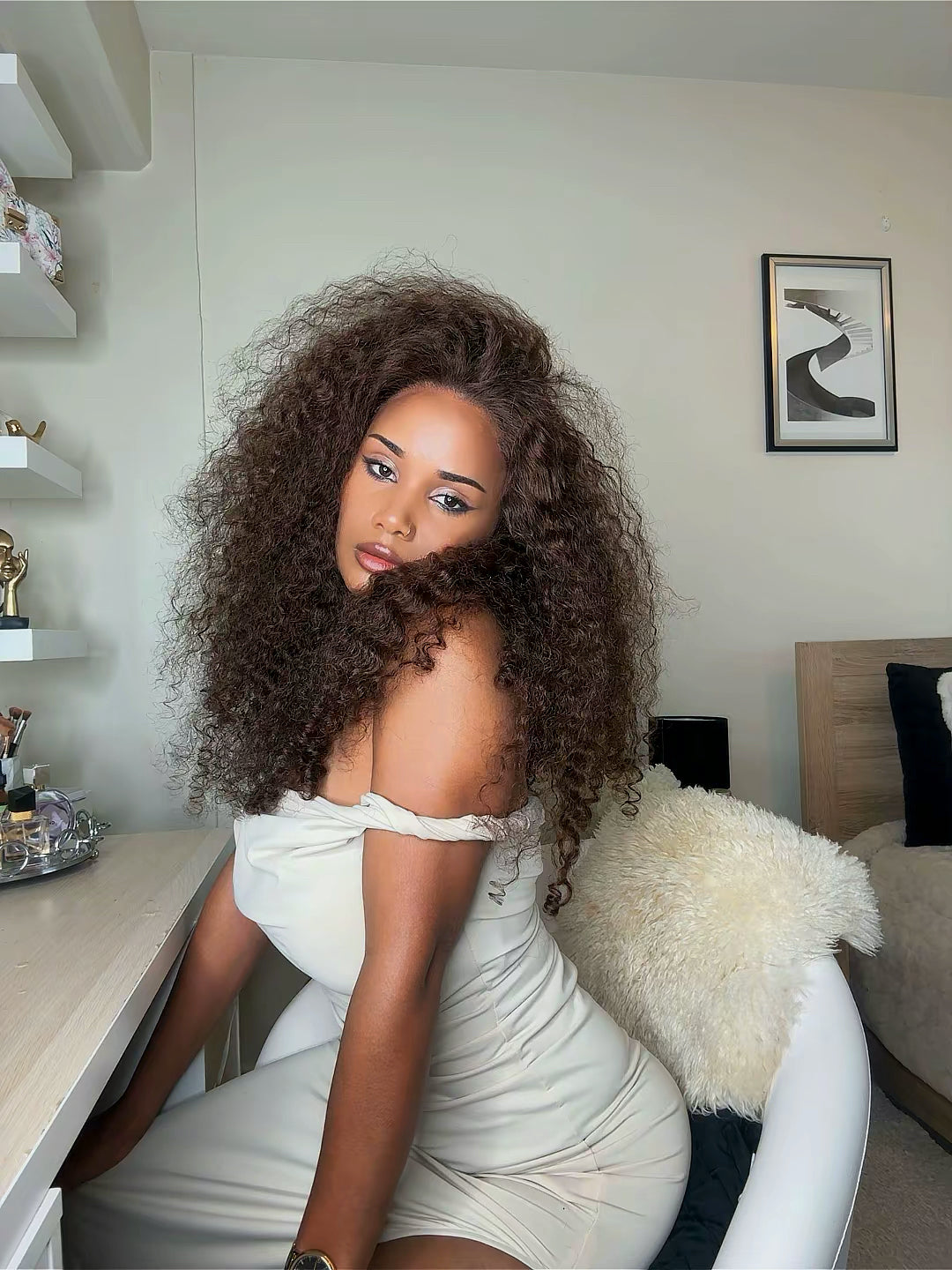 100% human hair Brown curls 13x4 HD lace glue less