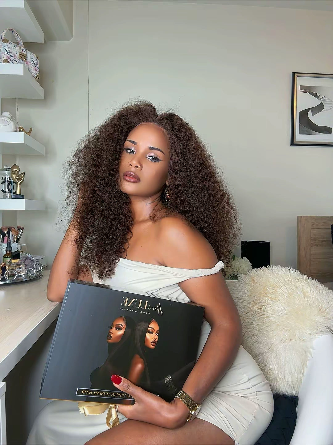 100% human hair Brown curls 13x4 HD lace glue less